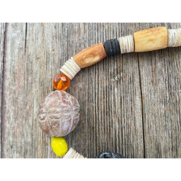 Vintage African Trade Bead Necklace HUGE Clay Beads millefiori Glass Sterling Cl - Picture 15 of 16